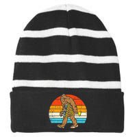 Jewish Bigfoot Sasquatch Menorah Hanukkah Chanukah PJs  Striped Beanie with Solid Band