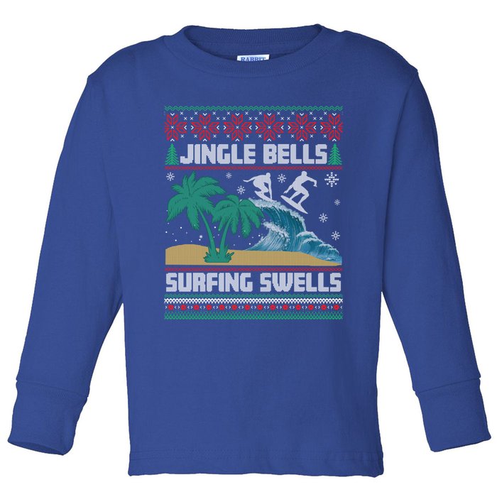 Jingle Bells Surfing Swells Ugly Christmas Funny Great Gift Toddler Long Sleeve Shirt