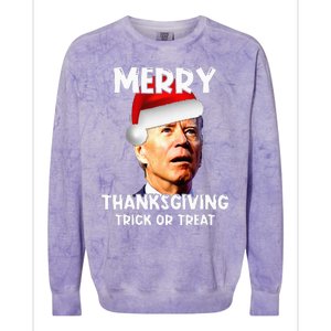 Joe Biden Santa Hat Merry Thanksgiving Christmas Colorblast Crewneck Sweatshirt