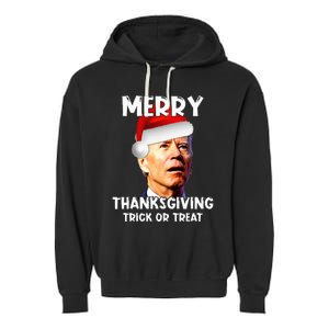 Joe Biden Santa Hat Merry Thanksgiving Christmas Garment-Dyed Fleece Hoodie