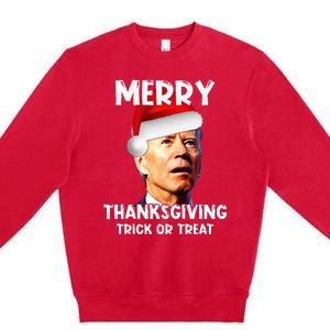 Joe Biden Santa Hat Merry Thanksgiving Christmas Premium Crewneck Sweatshirt