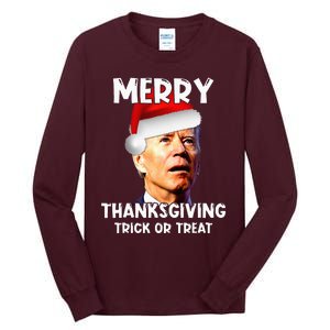 Joe Biden Santa Hat Merry Thanksgiving Christmas Tall Long Sleeve T-Shirt