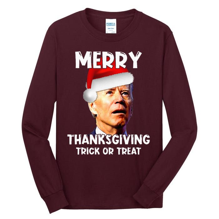 Joe Biden Santa Hat Merry Thanksgiving Christmas Tall Long Sleeve T-Shirt