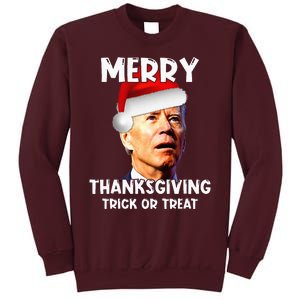 Joe Biden Santa Hat Merry Thanksgiving Christmas Tall Sweatshirt