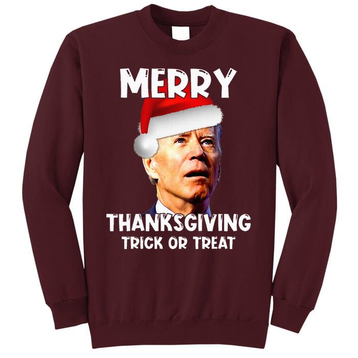 Joe Biden Santa Hat Merry Thanksgiving Christmas Tall Sweatshirt