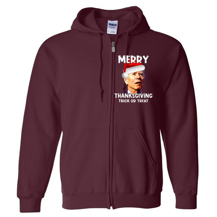 Joe Biden Santa Hat Merry Thanksgiving Christmas Full Zip Hoodie