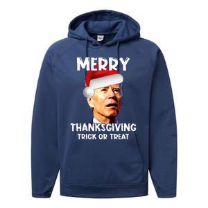 Joe Biden Santa Hat Merry Thanksgiving Christmas Performance Fleece Hoodie