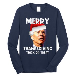 Joe Biden Santa Hat Merry Thanksgiving Christmas Long Sleeve Shirt