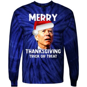 Joe Biden Santa Hat Merry Thanksgiving Christmas Tie-Dye Long Sleeve Shirt