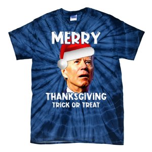 Joe Biden Santa Hat Merry Thanksgiving Christmas Tie-Dye T-Shirt