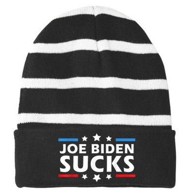 Joe Biden Sucks, Anti Biden Striped Beanie with Solid Band