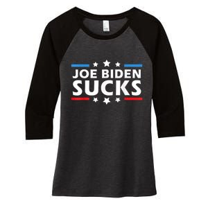 Joe Biden Sucks, Anti Biden Women's Tri-Blend 3/4-Sleeve Raglan Shirt