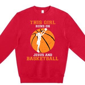 Jesus Basketball Sayings Christian Gifts Teen Girl Graphic Premium Crewneck Sweatshirt