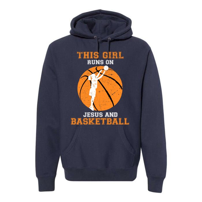 Jesus Basketball Sayings Christian Gifts Teen Girl Graphic Premium Hoodie