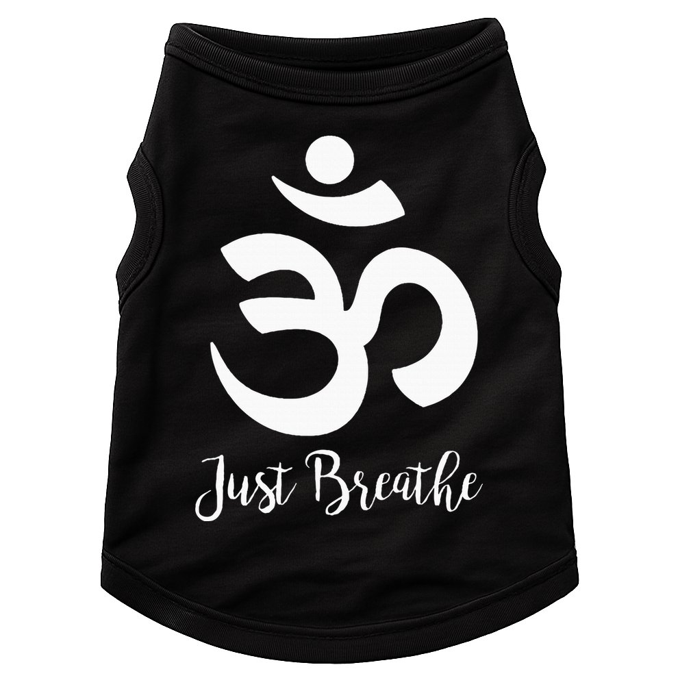 Just Breathe Spiritual Yoga Symbol Namaste Doggie Tank
