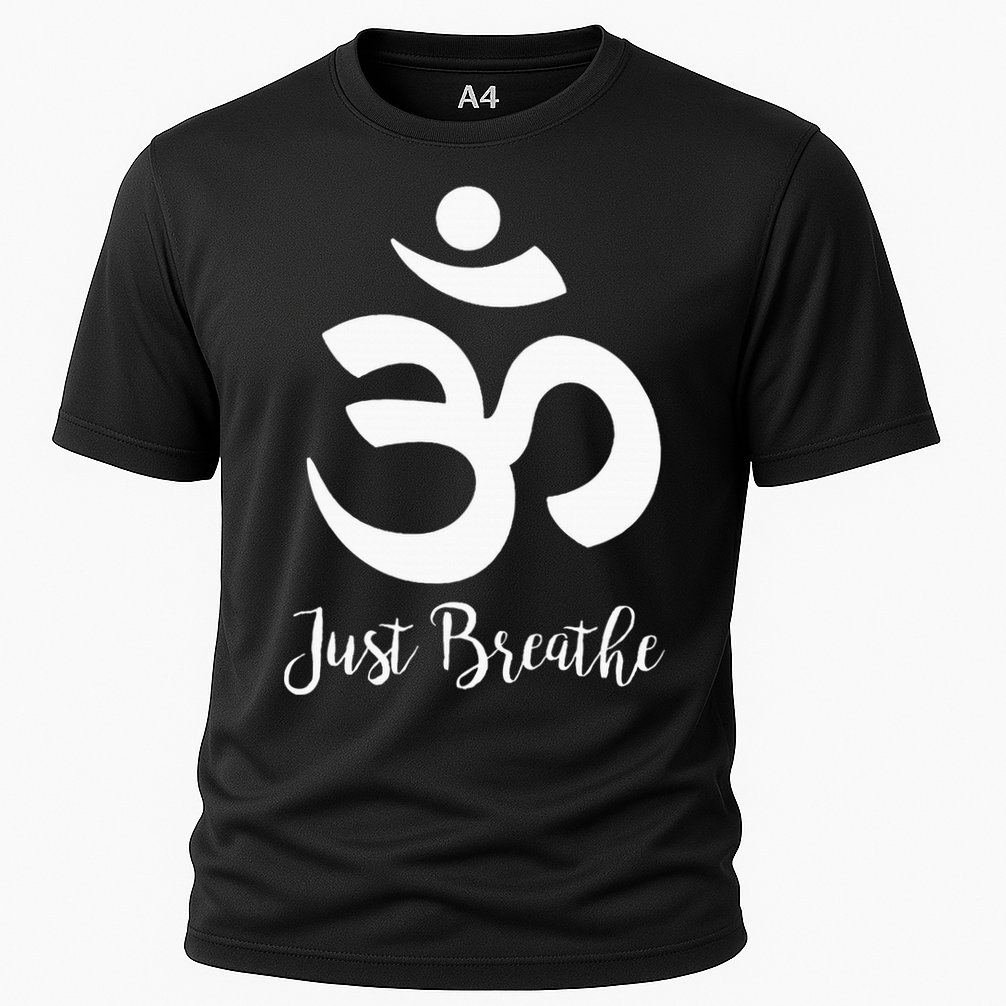 Just Breathe Spiritual Yoga Symbol Namaste Cooling Performance Crew T-Shirt