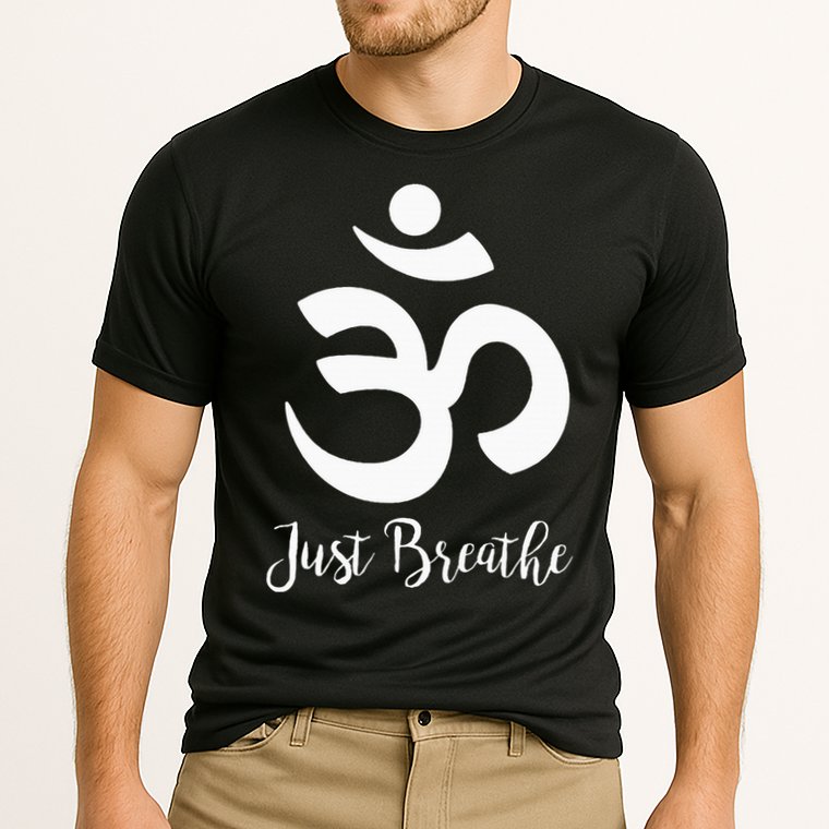 Just Breathe Spiritual Yoga Symbol Namaste Cooling Performance Crew T-Shirt