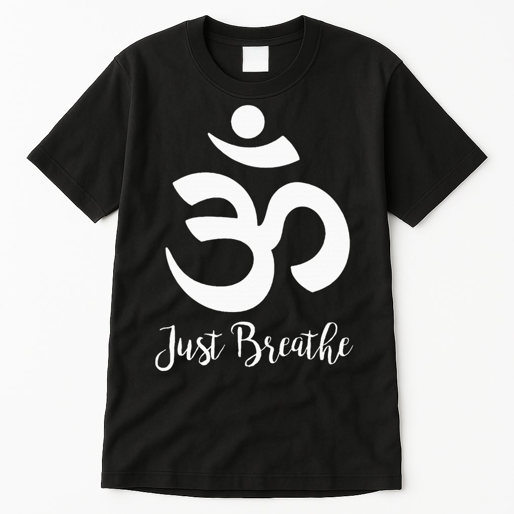 Just Breathe Spiritual Yoga Symbol Namaste Tall T-Shirt