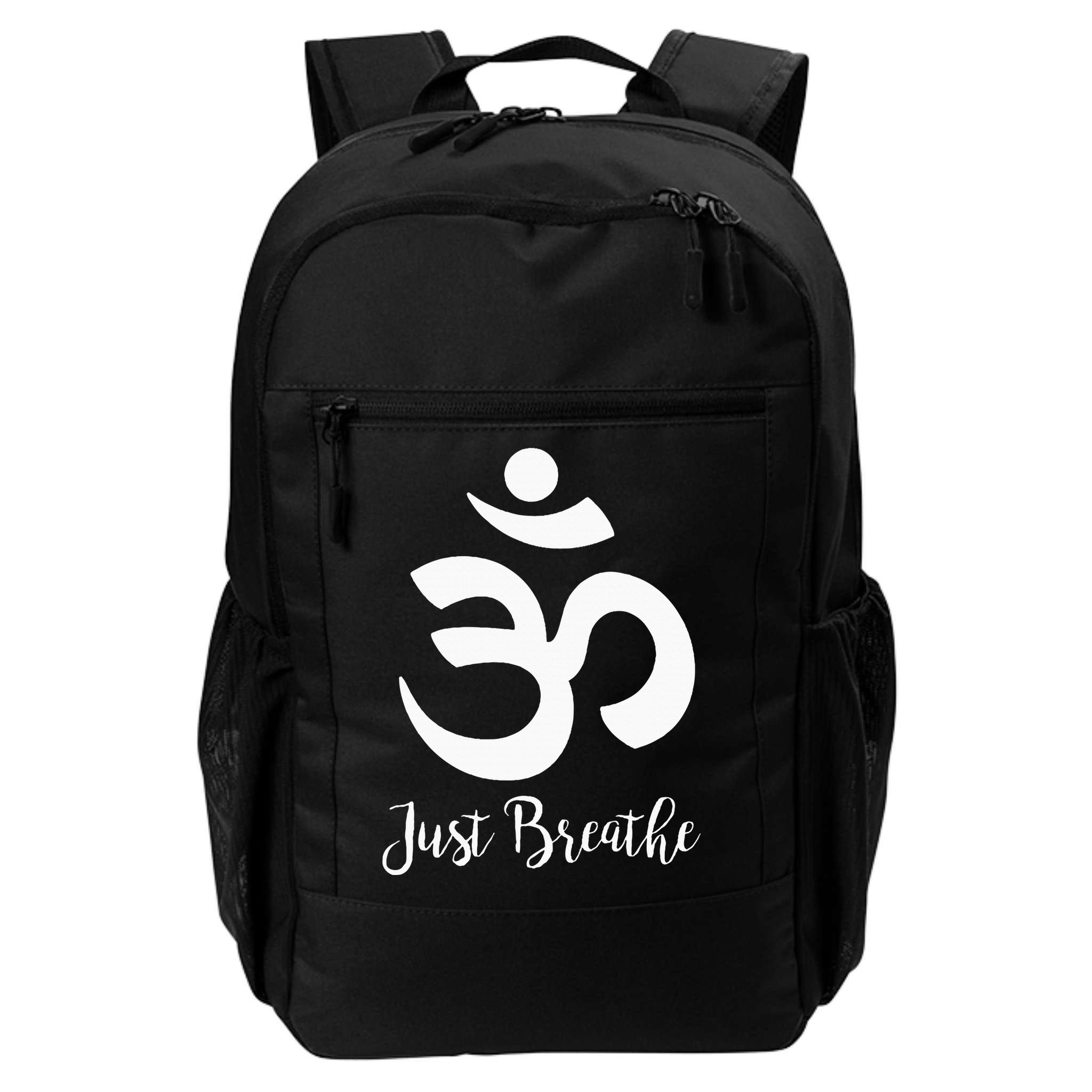 Just Breathe Spiritual Yoga Symbol Namaste Backpack