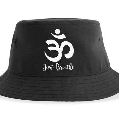 Just Breathe Spiritual Yoga Symbol Namaste Sustainable Bucket Hat