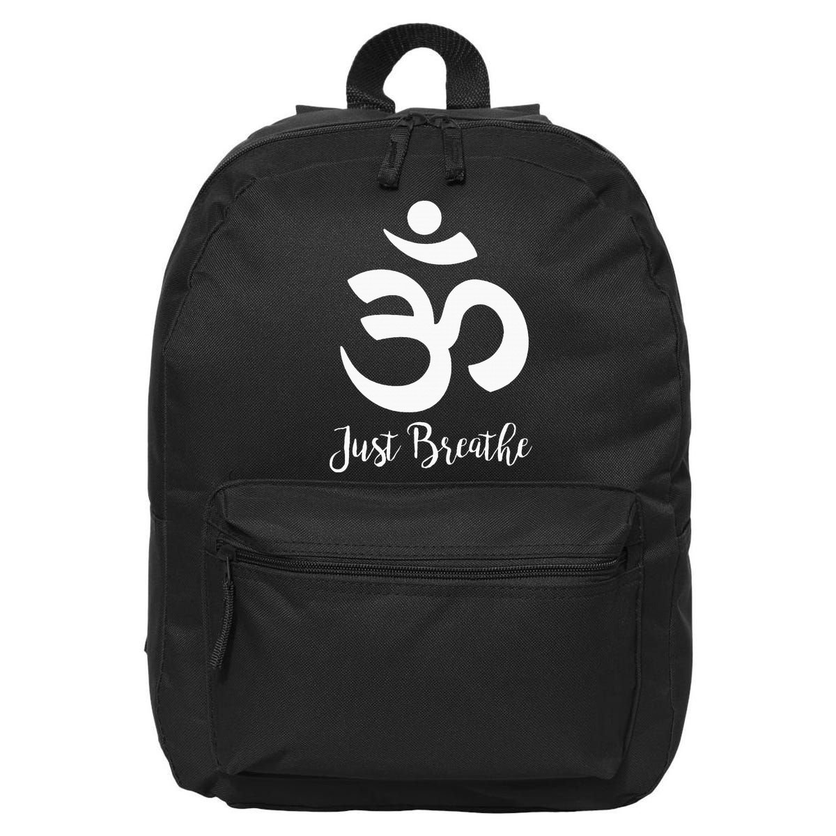 Just Breathe Spiritual Yoga Symbol Namaste 16 in Basic Backpack