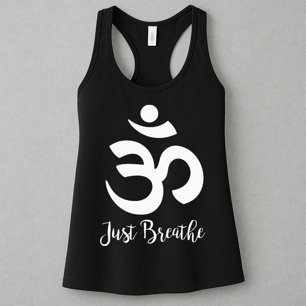 Just Breathe Spiritual Yoga Symbol Namaste Womens Tank Top