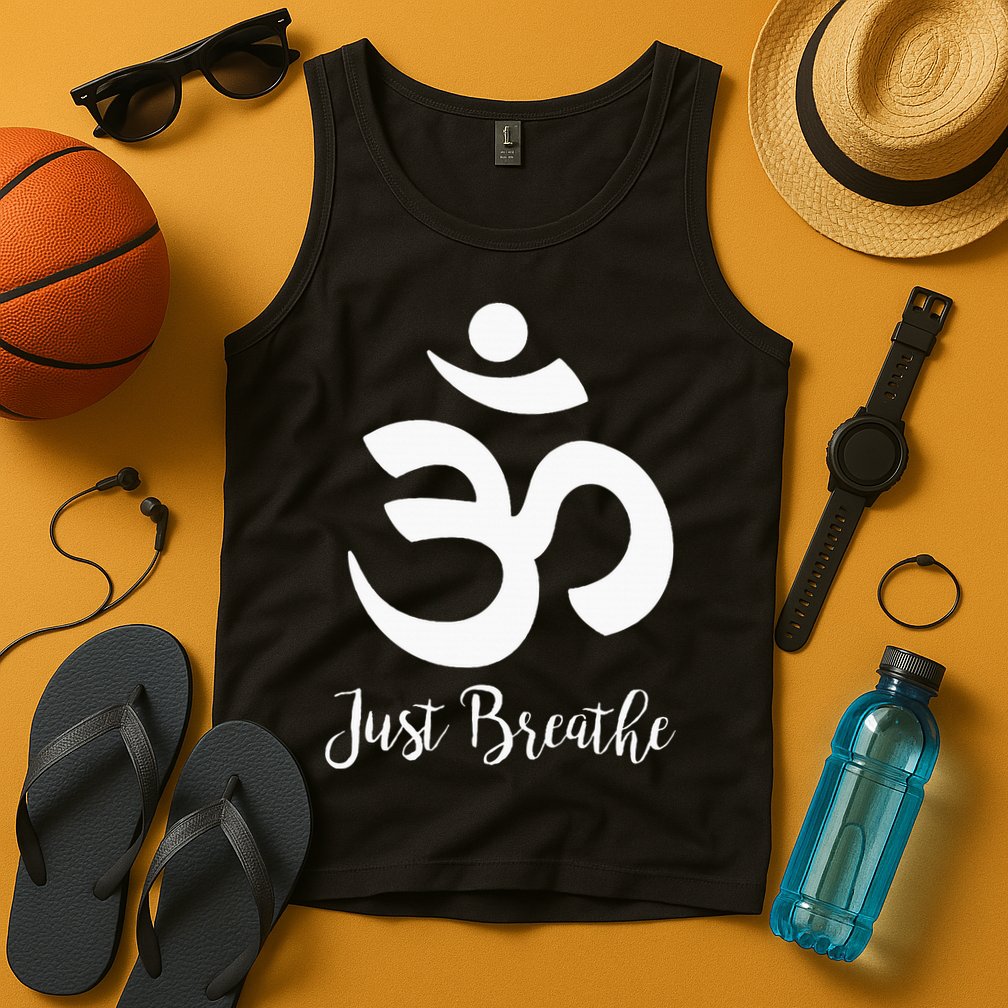 Just Breathe Spiritual Yoga Symbol Namaste Tank Top