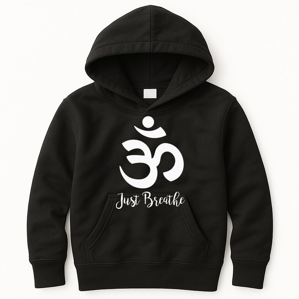 Just Breathe Spiritual Yoga Symbol Namaste Kids Hoodie