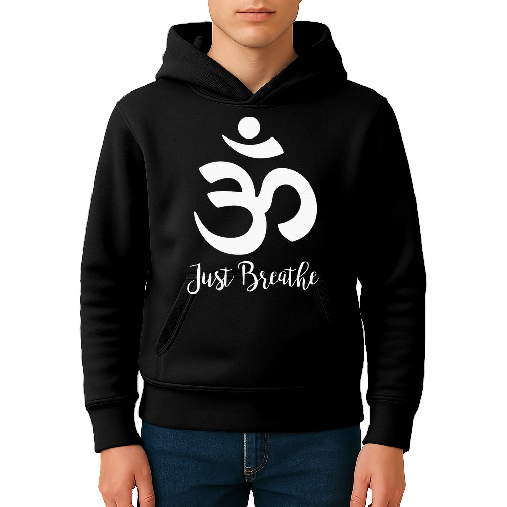 Just Breathe Spiritual Yoga Symbol Namaste Kids Hoodie