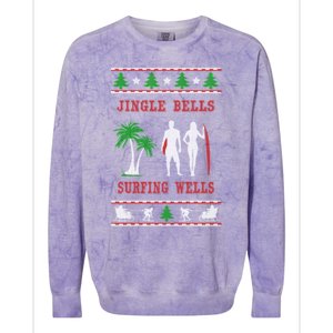 Jingle Bells Surfing Wells Ugly Christmas Colorblast Crewneck Sweatshirt