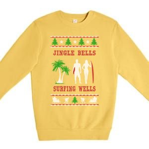 Jingle Bells Surfing Wells Ugly Christmas Premium Crewneck Sweatshirt