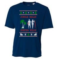 Jingle Bells Surfing Wells Ugly Christmas Cooling Performance Crew T-Shirt