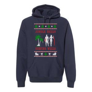 Jingle Bells Surfing Wells Ugly Christmas Premium Hoodie