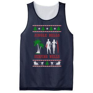 Jingle Bells Surfing Wells Ugly Christmas Mesh Reversible Basketball Jersey Tank