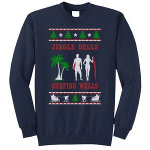 Jingle Bells Surfing Wells Ugly Christmas Tall Sweatshirt