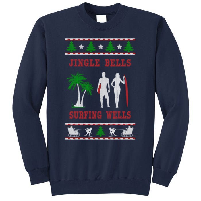 Jingle Bells Surfing Wells Ugly Christmas Tall Sweatshirt