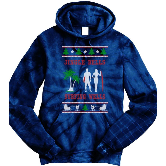 Jingle Bells Surfing Wells Ugly Christmas Tie Dye Hoodie