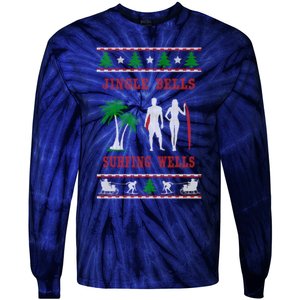 Jingle Bells Surfing Wells Ugly Christmas Tie-Dye Long Sleeve Shirt