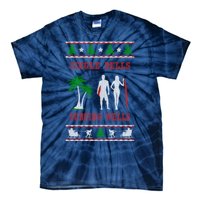 Jingle Bells Surfing Wells Ugly Christmas Tie-Dye T-Shirt