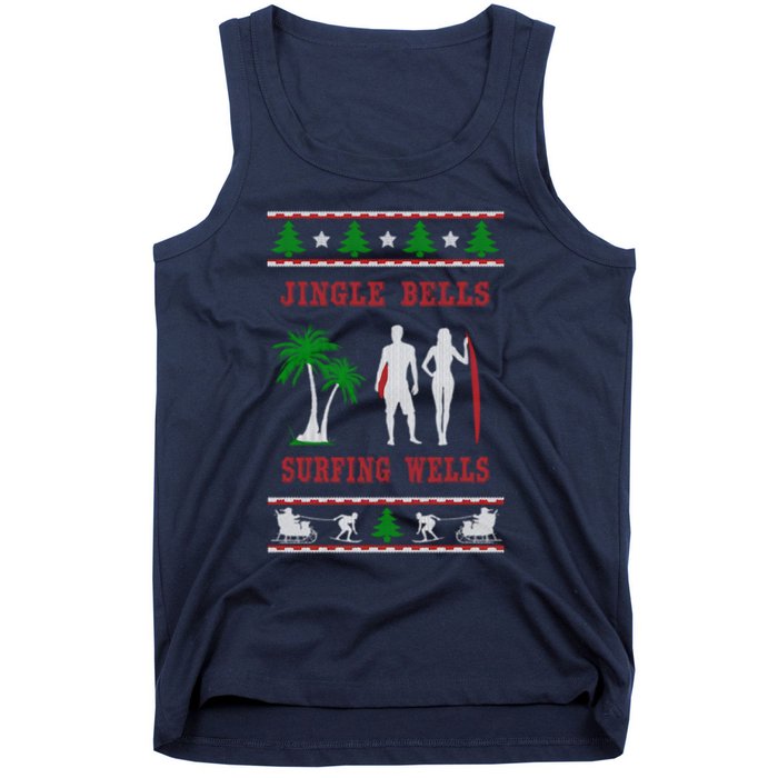 Jingle Bells Surfing Wells Ugly Christmas Tank Top