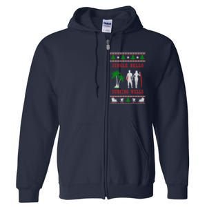 Jingle Bells Surfing Wells Ugly Christmas Full Zip Hoodie