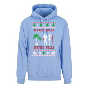 Jingle Bells Surfing Wells Ugly Christmas Unisex Surf Hoodie