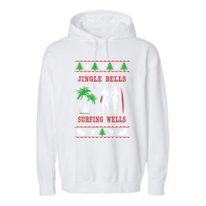 Jingle Bells Surfing Wells Ugly Christmas Garment-Dyed Fleece Hoodie