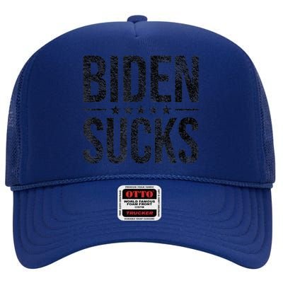 JOE BIDEN SUCKS ANTI BIDEN High Crown Mesh Back Trucker Hat