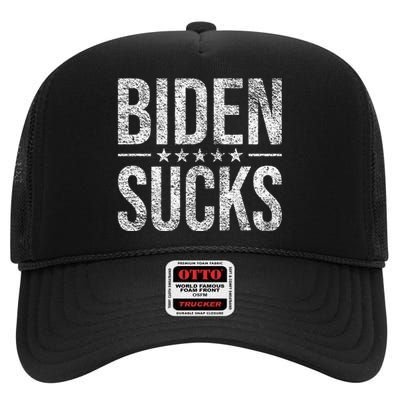 Joe Biden Sucks Anti Biden High Crown Mesh Back Trucker Hat