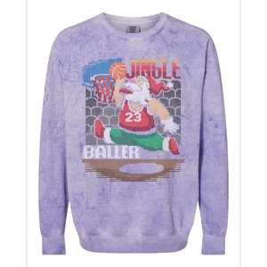 Jingle Baller Santa Claus Basketball Ugly Christmas Gift Colorblast Crewneck Sweatshirt