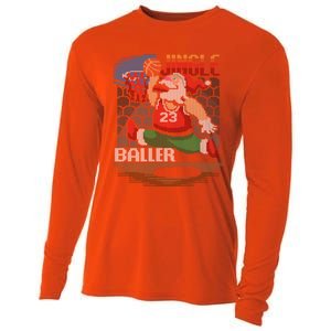 Jingle Baller Santa Claus Basketball Ugly Christmas Gift Cooling Performance Long Sleeve Crew