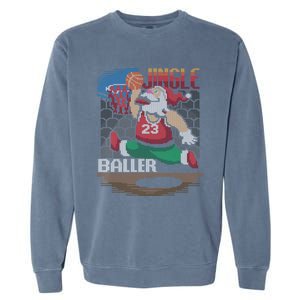 Jingle Baller Santa Claus Basketball Ugly Christmas Gift Garment-Dyed Sweatshirt