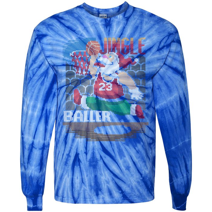 Jingle Baller Santa Claus Basketball Ugly Christmas Gift Tie-Dye Long Sleeve Shirt