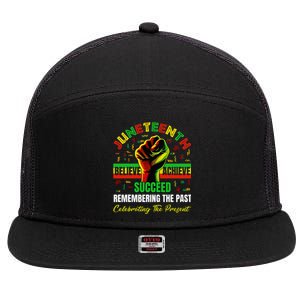 Juneteenth Believe Succeed Remembering The Past Affrican 7 Panel Mesh Trucker Snapback Hat